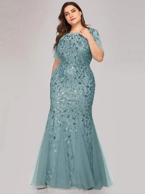 floral-sequin-print-fishtail-tulle-dresses-ez07707-1