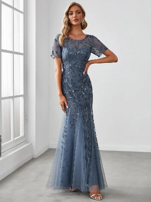 floral-sequin-print-fishtail-tulle-dresses-ez07707-1