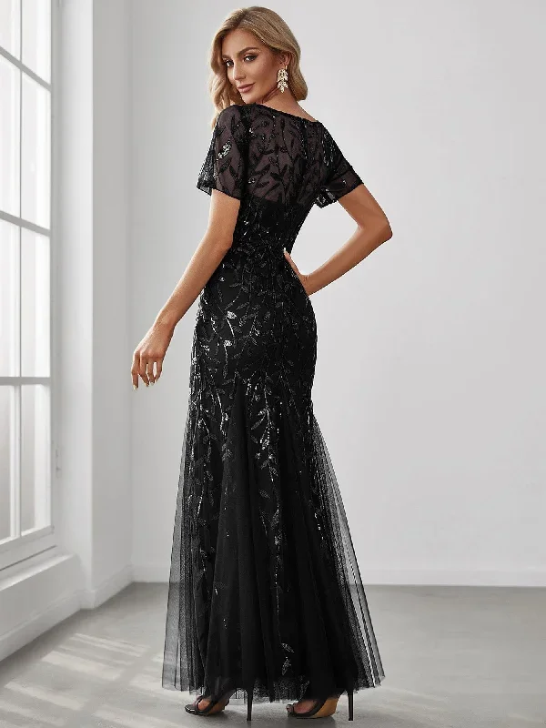 floral-sequin-print-fishtail-tulle-dresses-ez07707-1