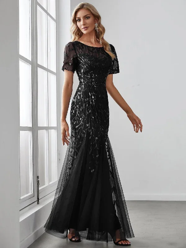 floral-sequin-print-fishtail-tulle-dresses-ez07707-1