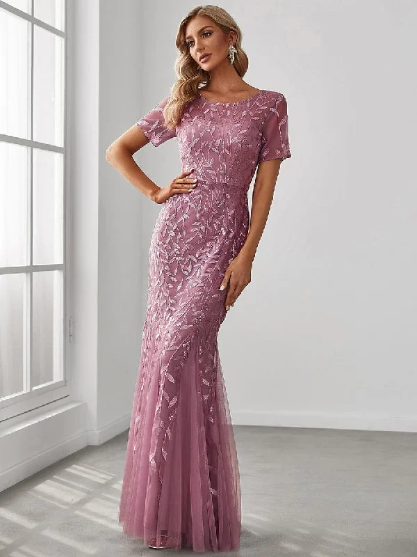 floral-sequin-print-fishtail-tulle-dresses-ez07707-1