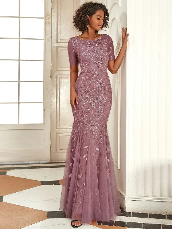 floral-sequin-print-fishtail-tulle-dresses-ez07707-1