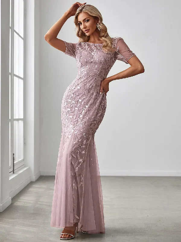 floral-sequin-print-fishtail-tulle-dresses-ez07707-1