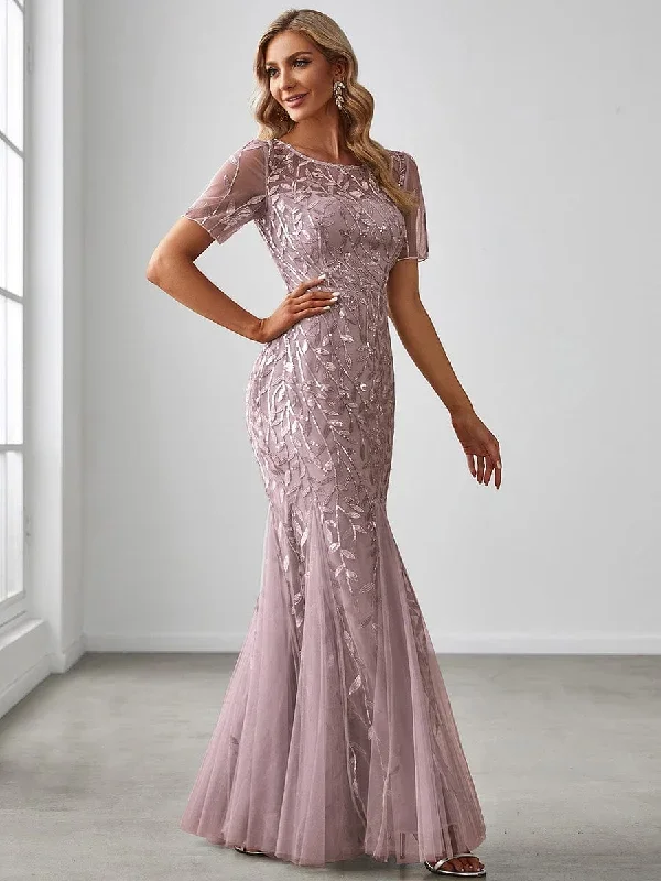 floral-sequin-print-fishtail-tulle-dresses-ez07707-1