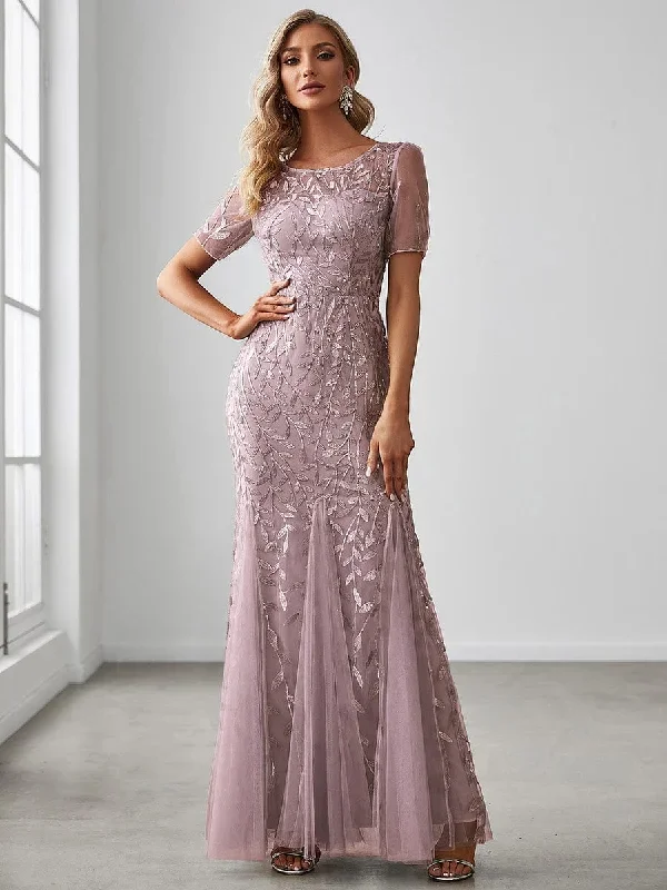 floral-sequin-print-fishtail-tulle-dresses-ez07707-1