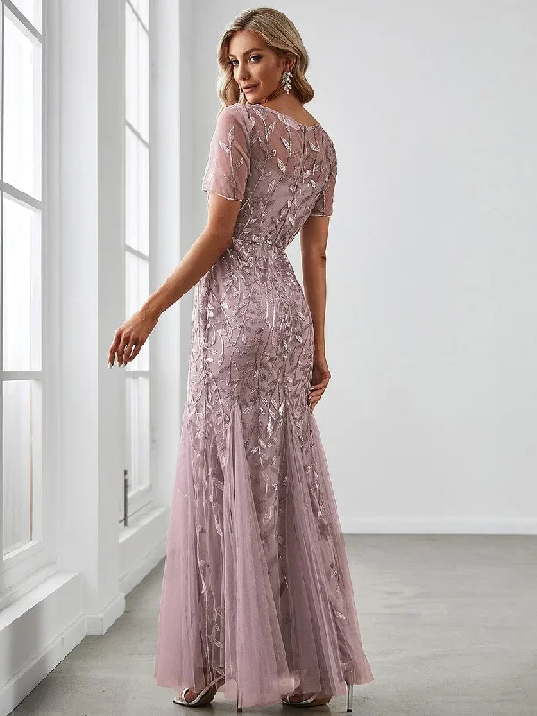 floral-sequin-print-fishtail-tulle-dresses-ez07707-1