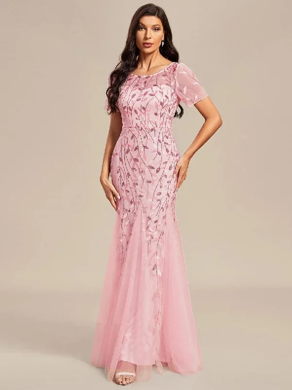 floral-sequin-print-fishtail-tulle-dresses-ez07707-1