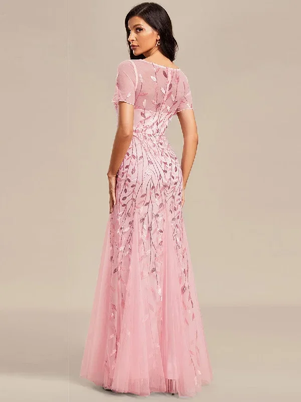 floral-sequin-print-fishtail-tulle-dresses-ez07707-1