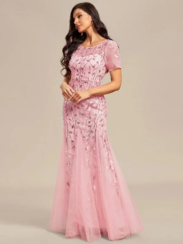 floral-sequin-print-fishtail-tulle-dresses-ez07707-1