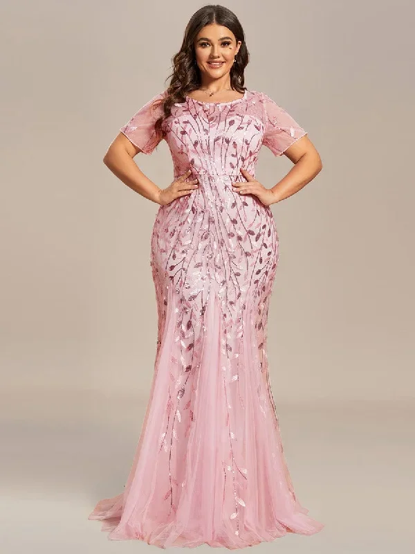 floral-sequin-print-fishtail-tulle-dresses-ez07707-1