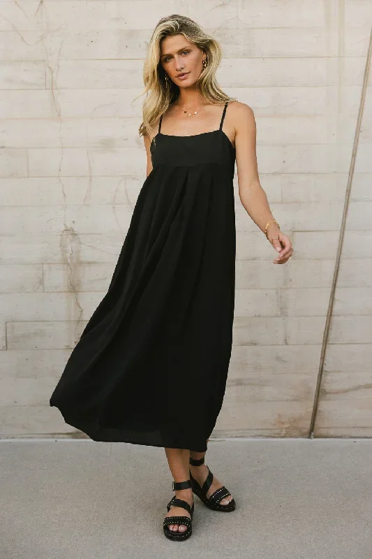 Genevieve Empire Midi Dress in Black