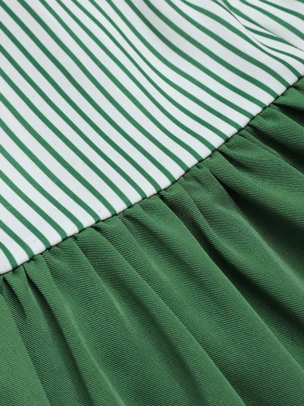 green-1940s-spaghetti-strap-stripes-patchwork-belted-dress