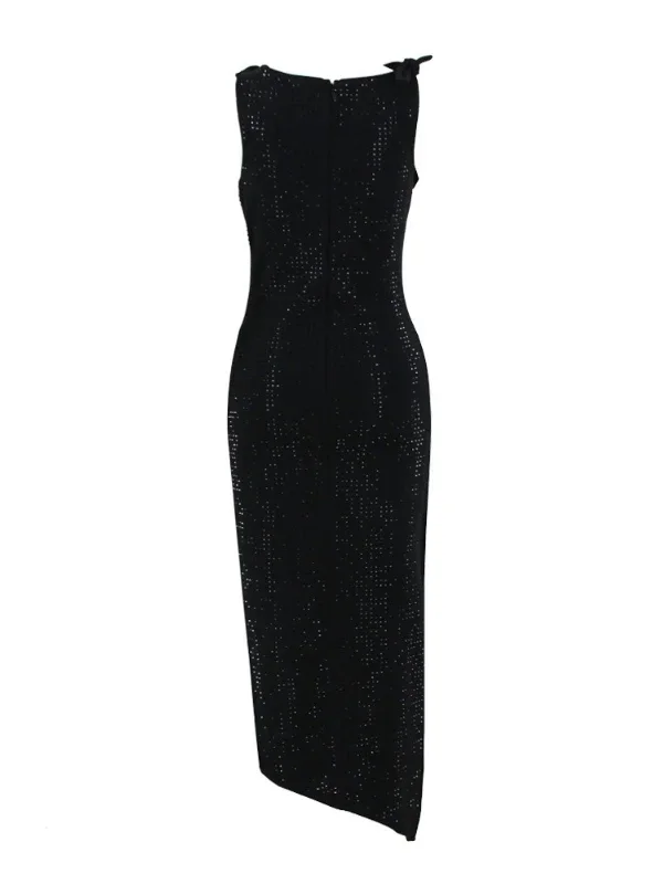 hecate-flower-embellished-bandage-midi-dress-in-black