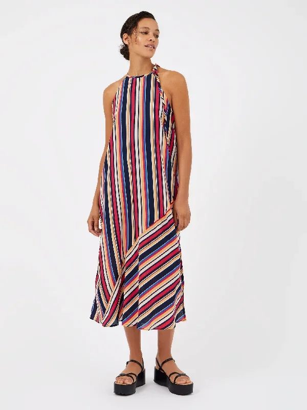 High Summer Stripe Halterneck Midi Dress