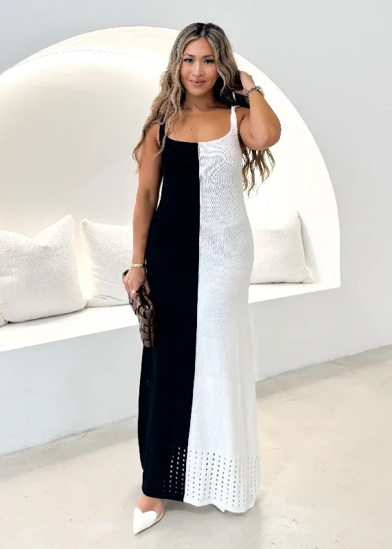 Karney Crochet Maxi Dress - Black Splice