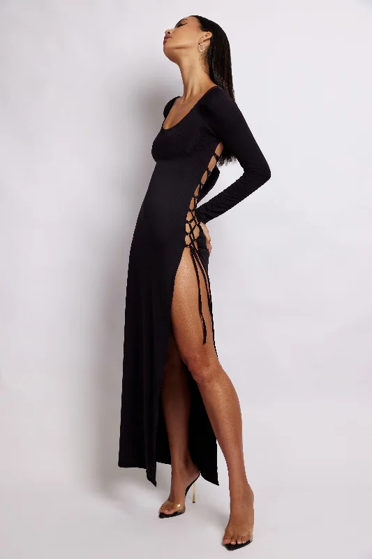 kathryn-long-sleeve-lace-up-maxi-dress-black