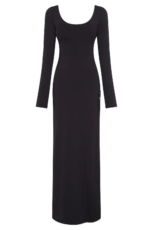 kathryn-long-sleeve-lace-up-maxi-dress-black