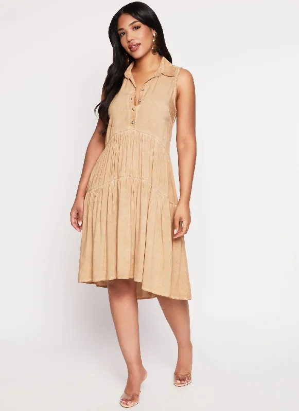 khaki-acid-wash-snap-button-tiered-midi-dress-1410062704436