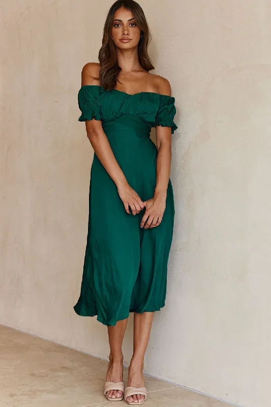 linka-off-shoulder-tie-back-midi-dress-forest-green