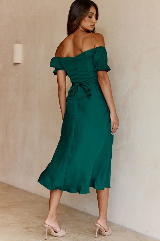 linka-off-shoulder-tie-back-midi-dress-forest-green