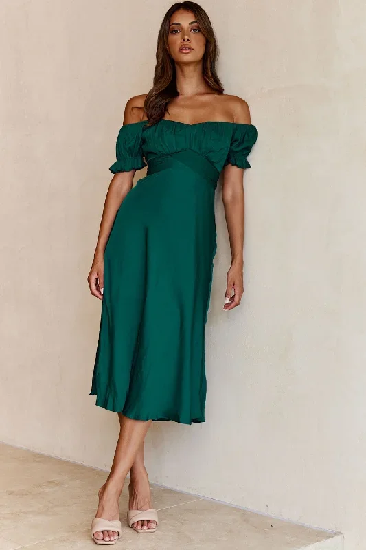 linka-off-shoulder-tie-back-midi-dress-forest-green