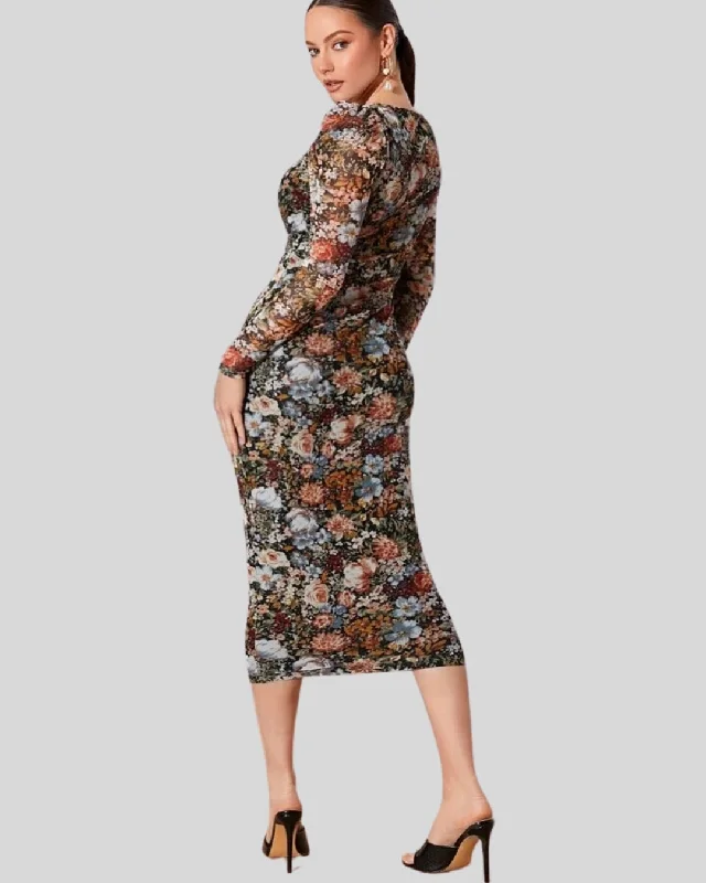 mesh-floral-print-with-lettuce-leaf-midi-dress