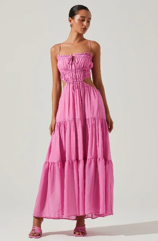 Odina Smocked Cutout Tiered Maxi Dress