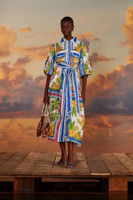 Off-White Tropical Destination Midi Dress