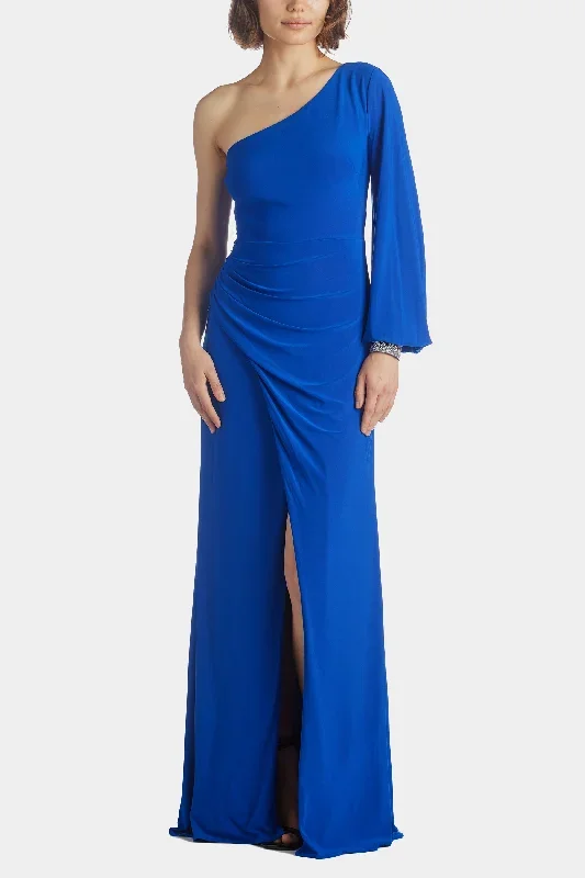 One Shoulder Long Sleeve Gown