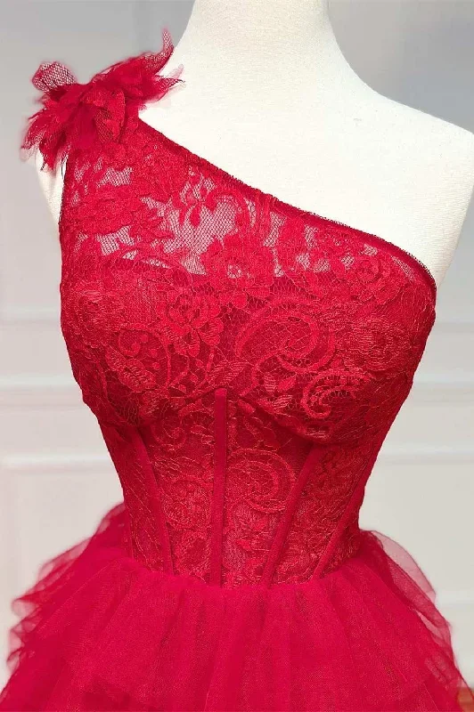 one-shoulder-red-lace-a-line-tiered-dress-with-ruffles