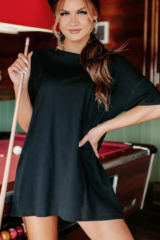 Oversized T-Shirt Dress (Black)