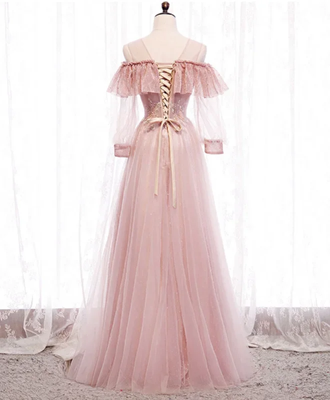 pink-round-neck-tulle-lace-long-prom-dress-pink-lace-evening-dress