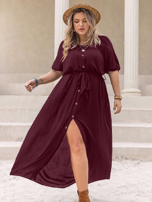 plus-size-round-neck-half-sleeve-dress