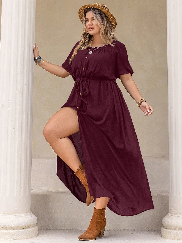 plus-size-round-neck-half-sleeve-dress