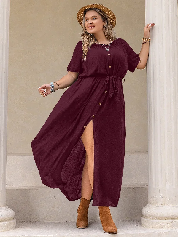 plus-size-round-neck-half-sleeve-dress