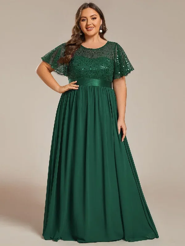 plus-size-round-neck-sequin-high-waist-short-sleeved-formal-evening-dress-ee02126