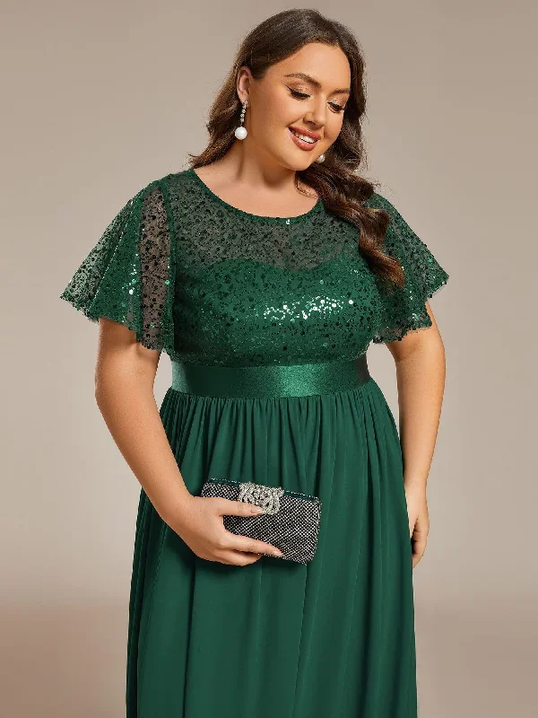 plus-size-round-neck-sequin-high-waist-short-sleeved-formal-evening-dress-ee02126