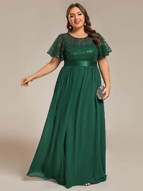 plus-size-round-neck-sequin-high-waist-short-sleeved-formal-evening-dress-ee02126