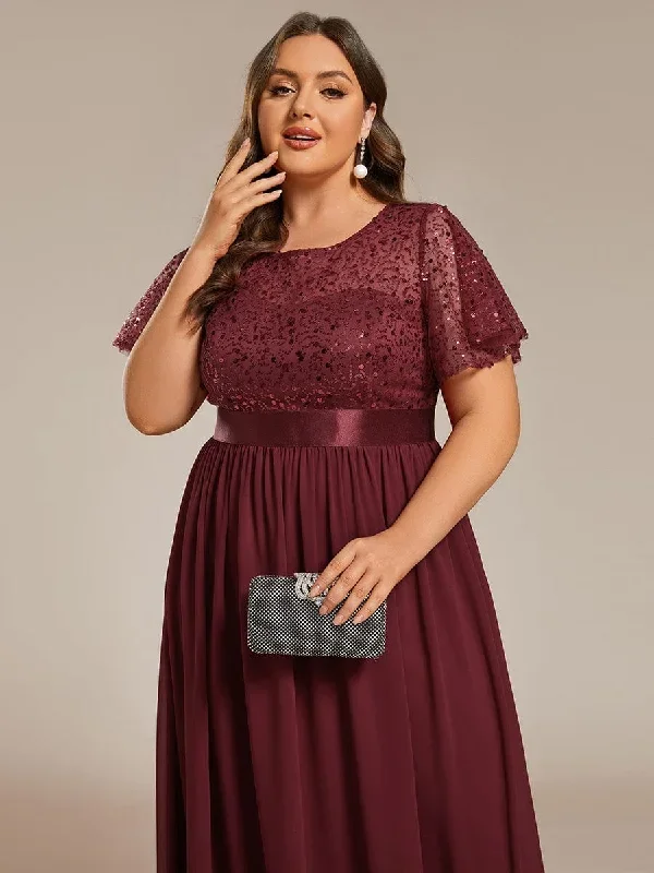 plus-size-round-neck-sequin-high-waist-short-sleeved-formal-evening-dress-ee02126