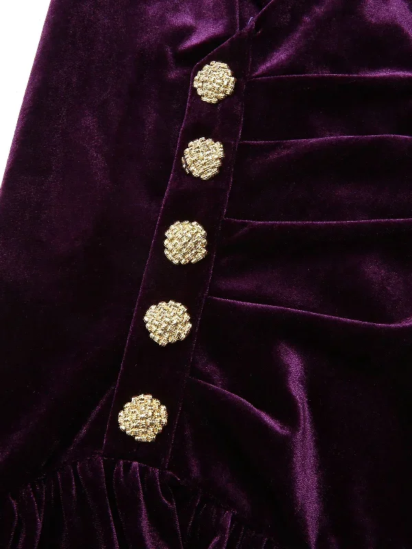 pre-sale-purple-1940s-solid-velvet-buttons-dress