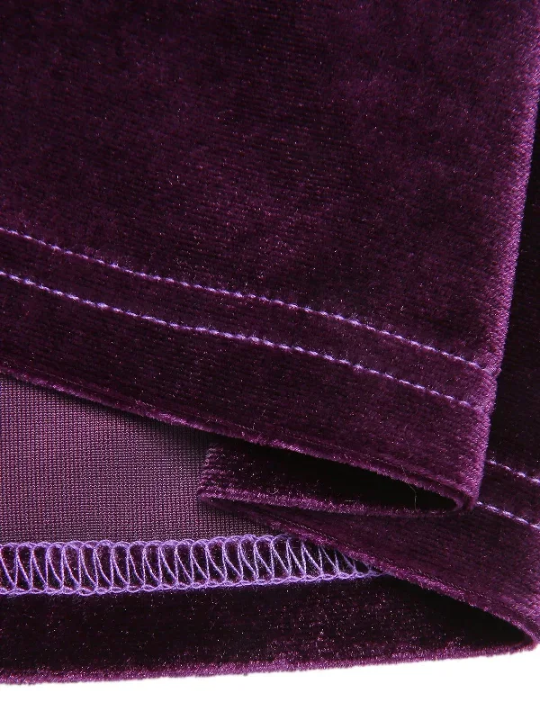 pre-sale-purple-1940s-solid-velvet-buttons-dress