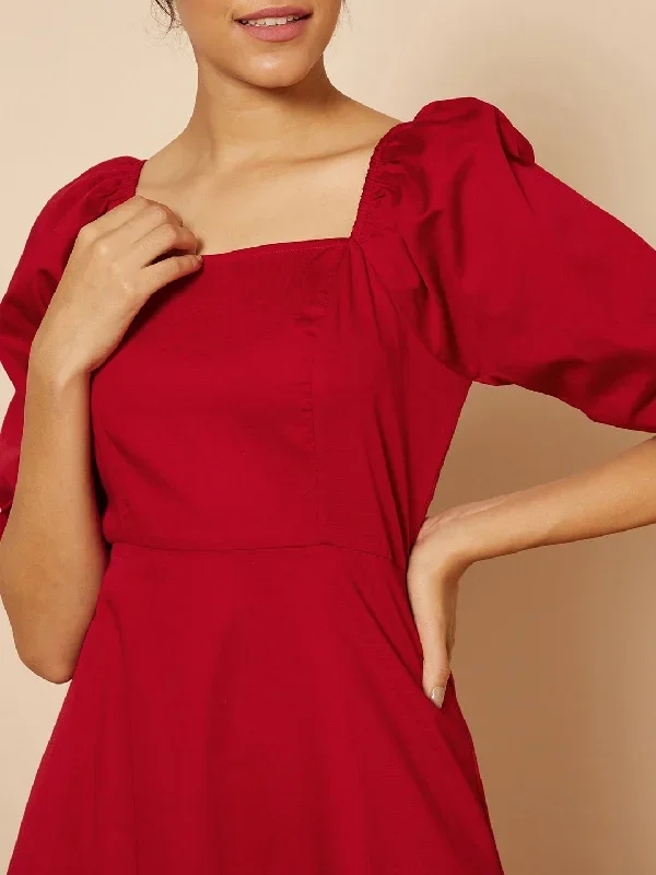 red-cotton-bow-midi-dress