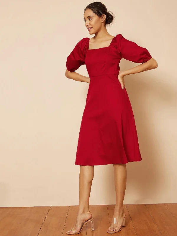 red-cotton-bow-midi-dress