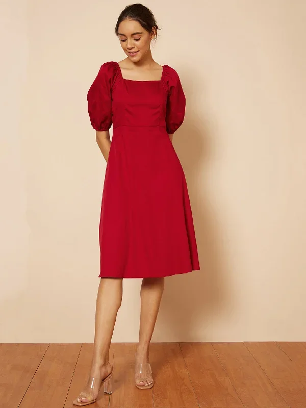 red-cotton-bow-midi-dress