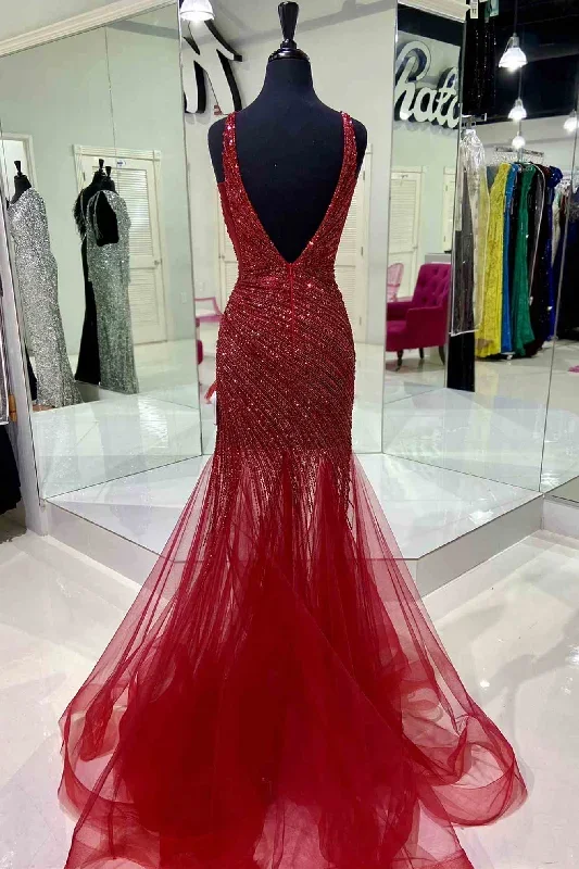 red-sequin-and-tulle-block-v-neck-backless-mermaid-long-prom-dress