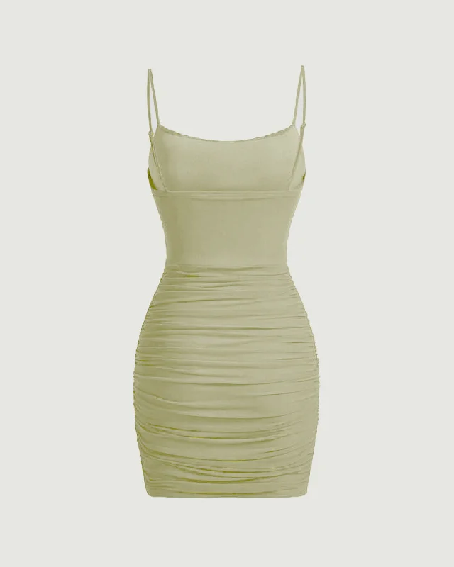 ruched-mesh-cami-bodycon-summer-short-dress-in-green