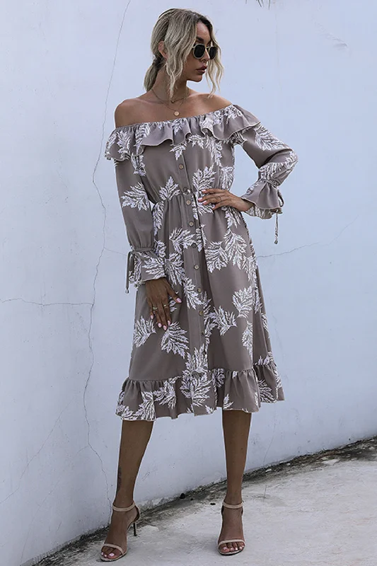 ruffled-printed-off-shoulder-midi-dress