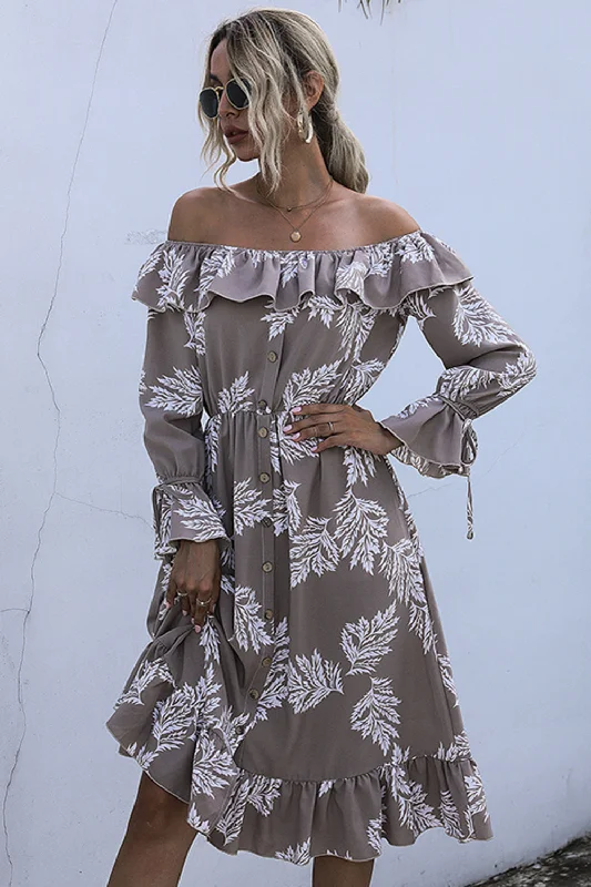 ruffled-printed-off-shoulder-midi-dress