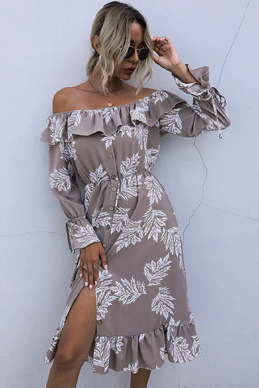 ruffled-printed-off-shoulder-midi-dress