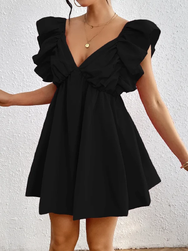 ruffled-v-neck-cap-sleeve-mini-dress-2